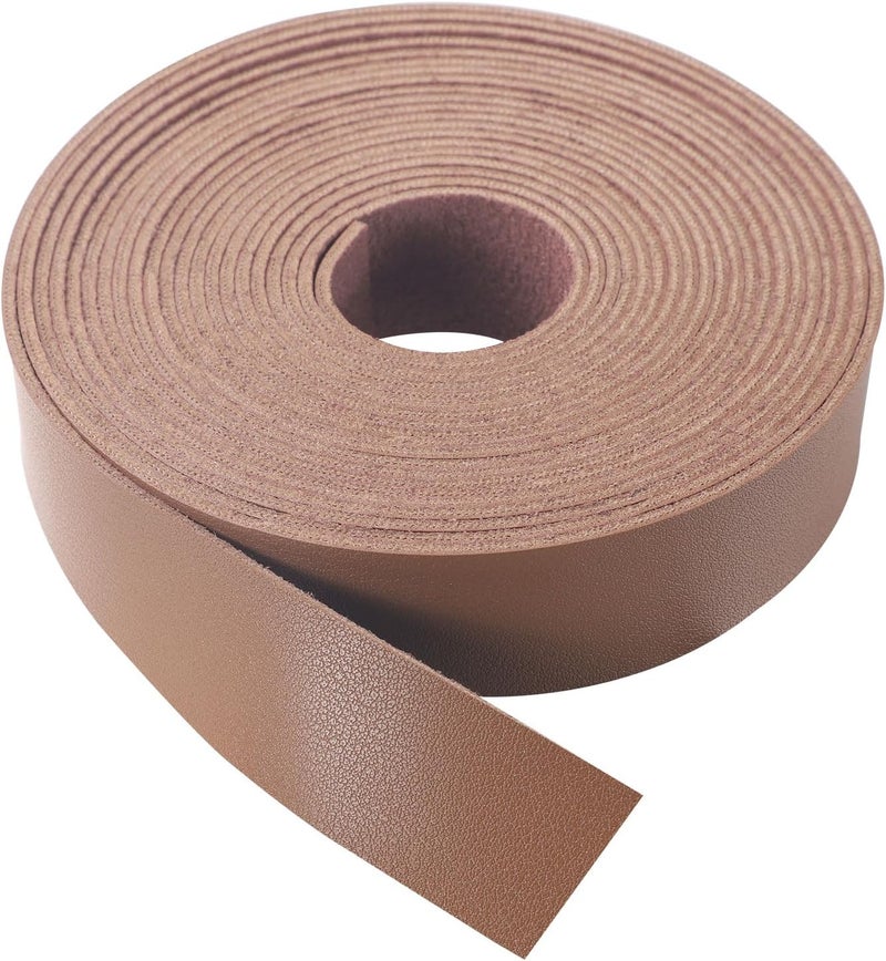 CDY Soft Faux Leather Strap: 1 Inch Wide 200 Inches Long Leather Strip 2mm for DIY Craft Projects Thick Very Suitable for Traction Ropes Bag Straps (Light Brown) - Image 1